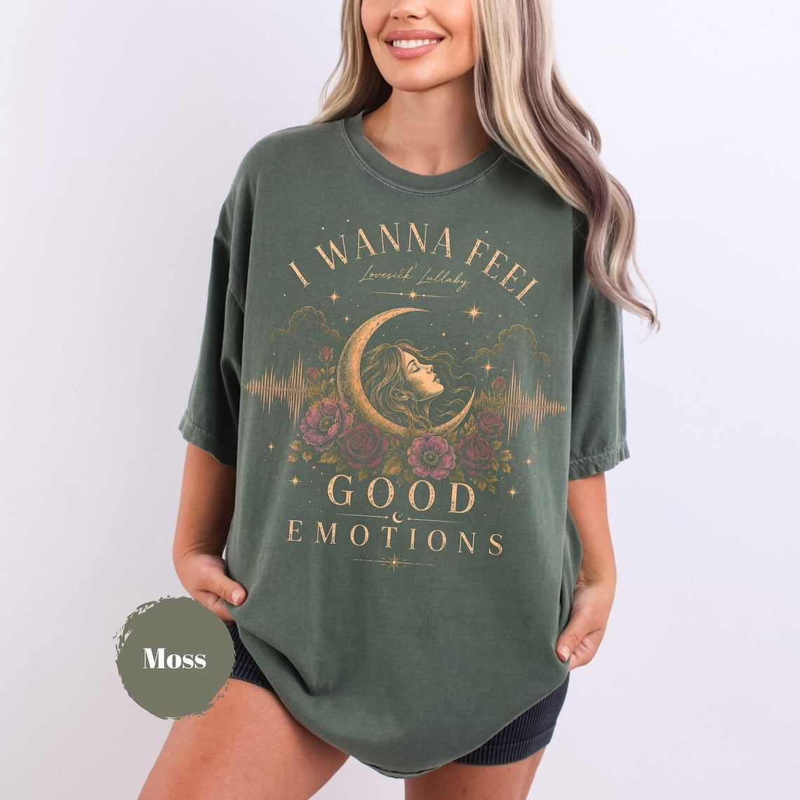 Dark Romance Shirt, Celestial Woman Graphic Tee, Moon And Roses T-Shirt, Alternative Aesthetic Shirt, Gothic Floral Gift