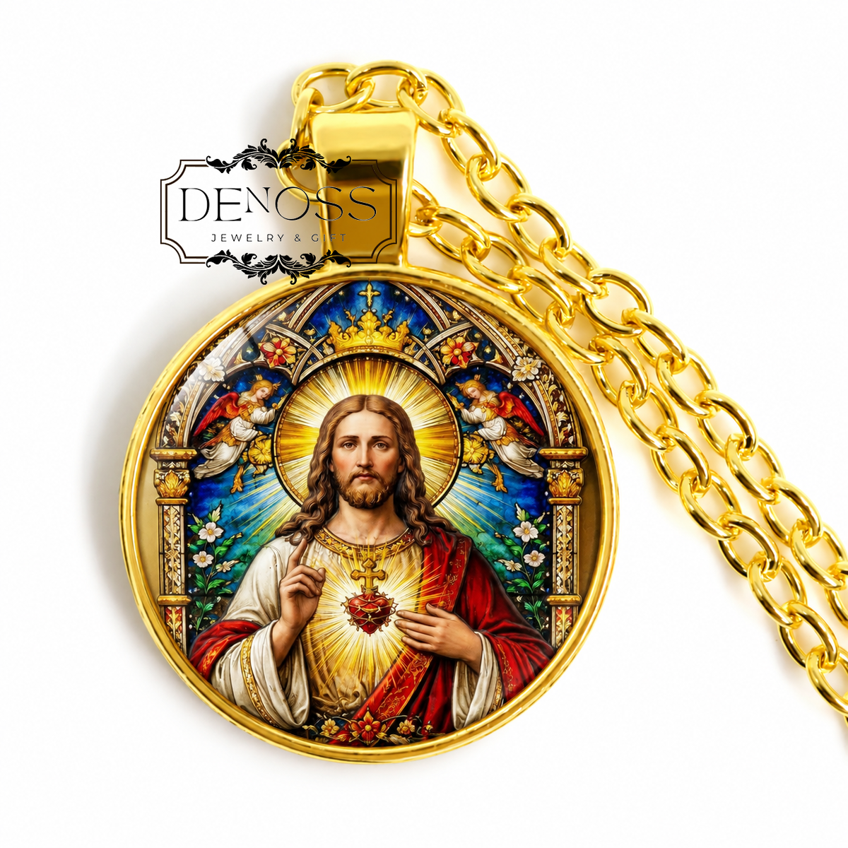 Divine Mercy Jesus  Necklace,Catholic Art Gift,Christian Faith  Necklace,Jesus Christ Collectible,Savior Blessing Commemorative
