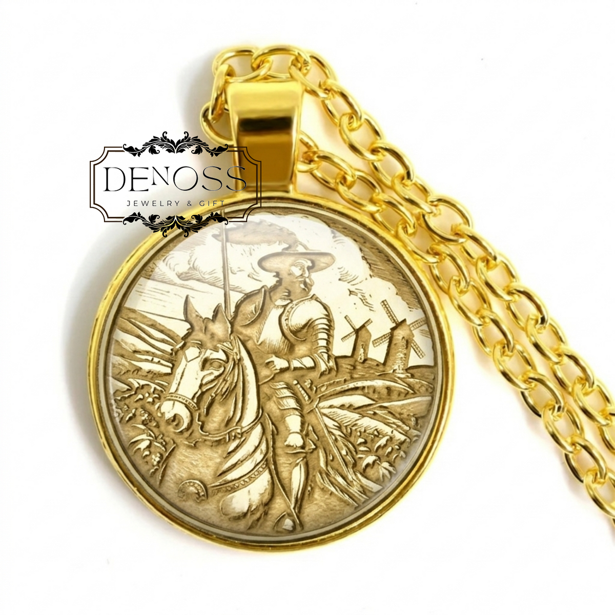 Don Quixote Pendant Knight of Idealism Necklace,Sacred Dreamer Charm,Ancient Courage Talisman