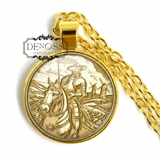 Don Quixote Pendant Knight of Idealism Necklace,Sacred Dreamer Charm,Ancient Courage Talisman