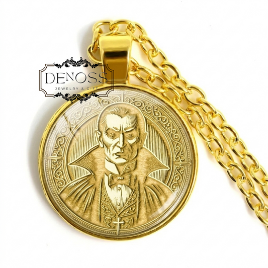 Dracula Medallion Necklace,Gothic Vampire Pendant,Bloodlust Charm