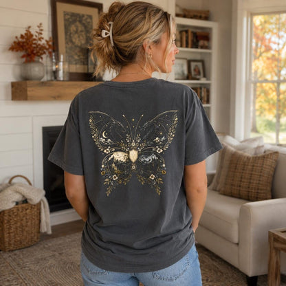 Dragon Crest Shirt, Vintage Inspired Romantasy Reader Tee, Heraldic Butterfly Graphic
