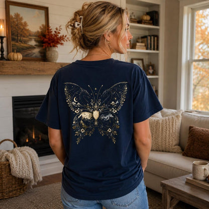 Dragon Crest Shirt, Vintage Inspired Romantasy Reader Tee, Heraldic Butterfly Graphic