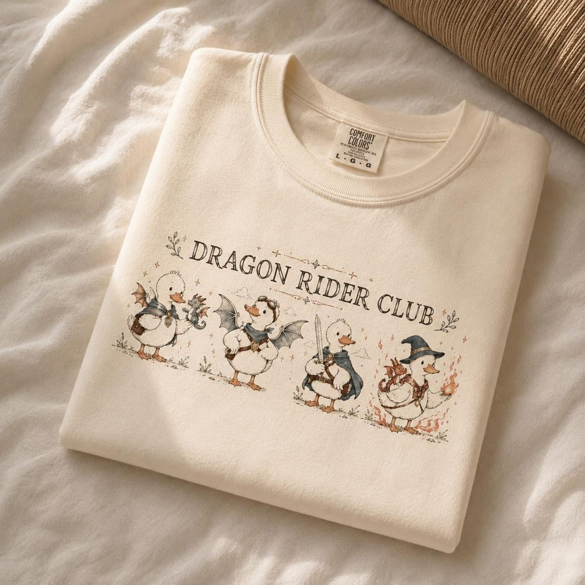 Dragon Rider Club Duck T-Shirt, Whimsical Fantasy Reader Top