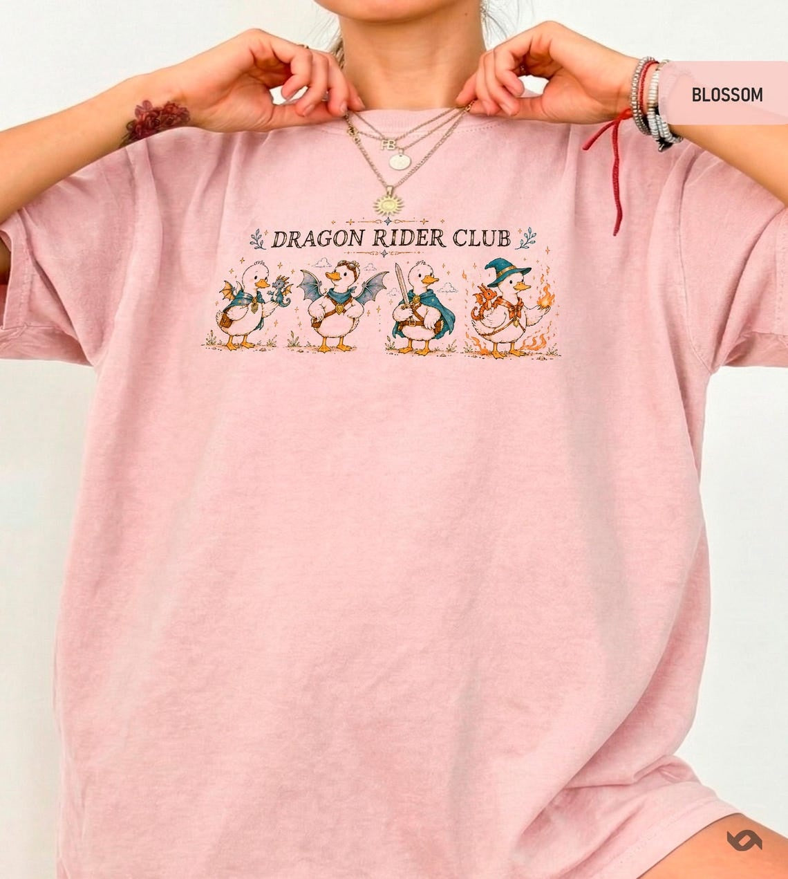 Dragon Rider Club Duck T-Shirt, Whimsical Fantasy Reader Top