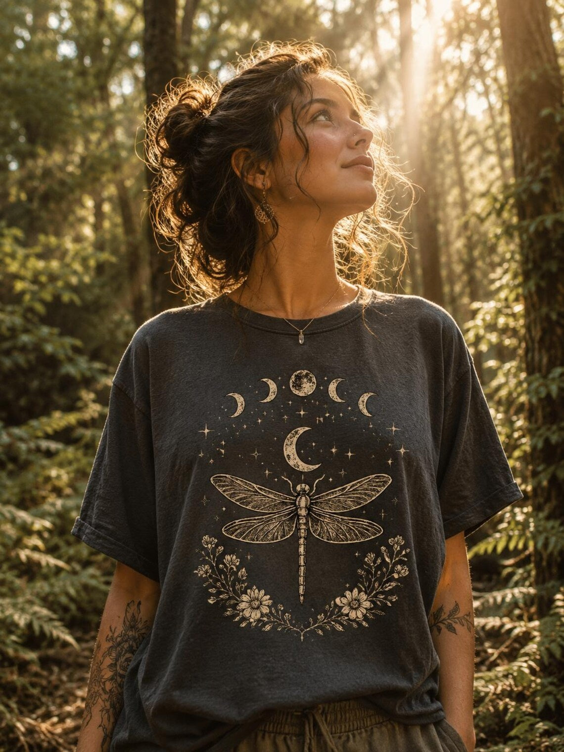 Dragonfly Shirt Light Academia 90s Celestial Bug Shirt Moon Phase Shirt ,Divine Feminine Sacred Feminine Spiritual Shirt Mystical Shirt