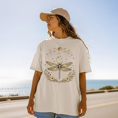 Dragonfly Shirt Light Academia 90s Celestial Bug Shirt Moon Phase Shirt ,Divine Feminine Sacred Feminine Spiritual Shirt Mystical Shirt