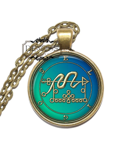 ELIGOS Necklace,Sigil,Demon Duke,Day Demon,Goetia,Goetic Demon,Art Pendant Necklace,Glass Pendant - Denoss
