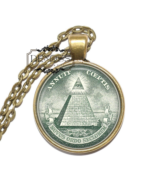 EYE OF PROVIDENCE Necklace,Symbol,Eye of God,All-seing,Rays of Light,Glory,Divine,Art Pendant Necklace,Glass Pendant - Denoss