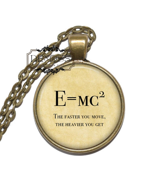 E = mc2 Necklace,Theory of special relativity,Albert Einstein,Mass–energy equivalence,Mathematician,Glass Pendant,Art Pendant Necklace - Denoss