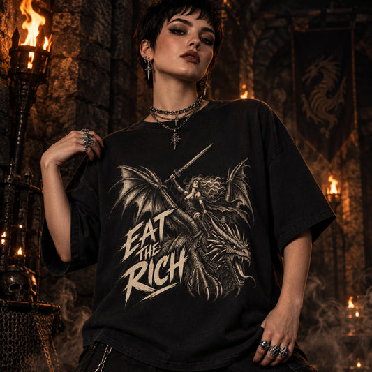 Eat The Rich Dragon Shirt, Whimsigoth Clothing Dragon Shirt, Eat The Rich Shirt, Dark Fantasy Shirt, Medieval Shirt ,Whimsigoth Medieval Gift