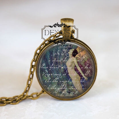 Edgar Allan Poe Necklace,Israfel Archangel,Gothic Jewelry,Archangel Raphael,Edgar Allan Poe Poem Art,Book Lover Gift,Literary