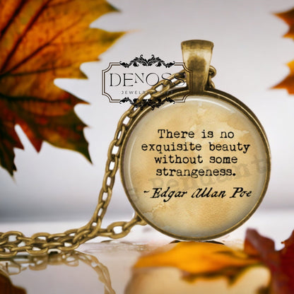 Edgar Allan Poe Quote Pendant,Literary Jewelry,Exquisite Beauty Necklace