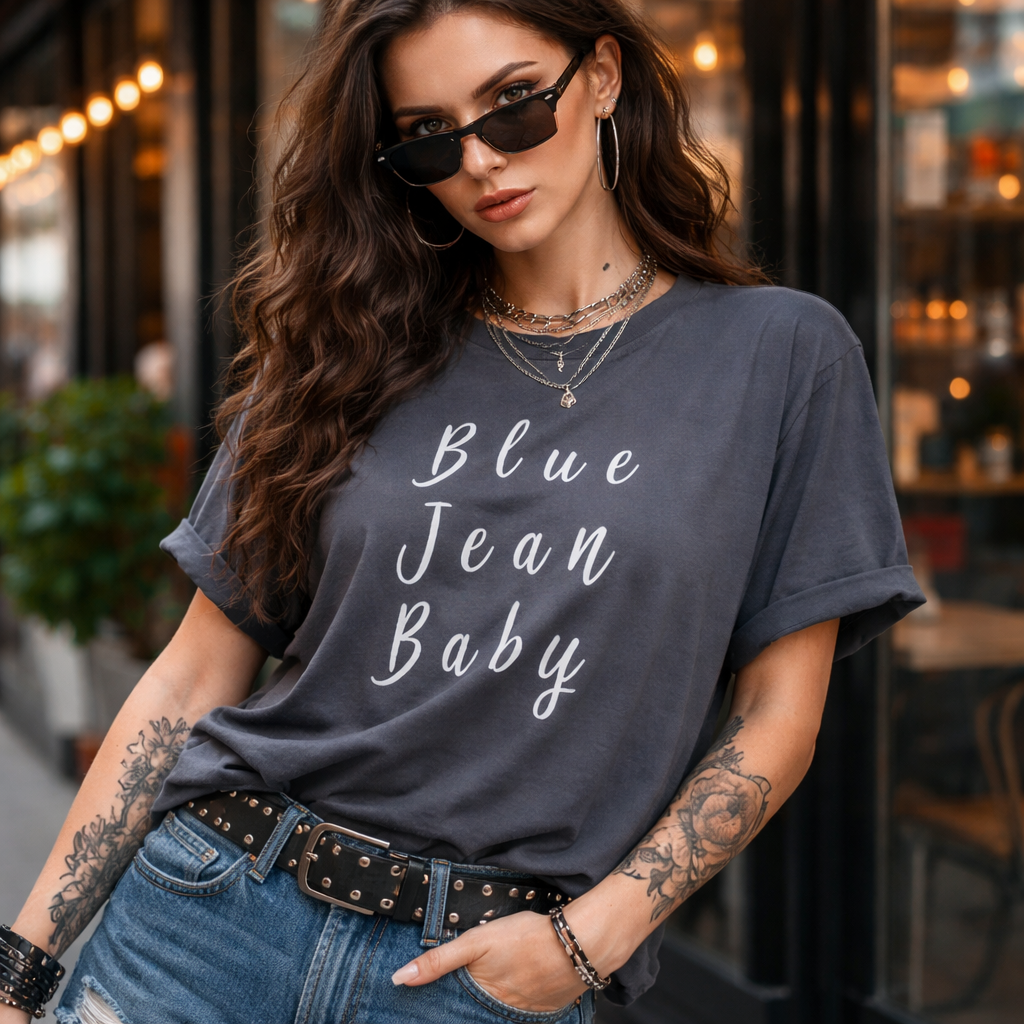 Elton John Tshirt,Blue Jean Baby,lyric Music Tshirt 