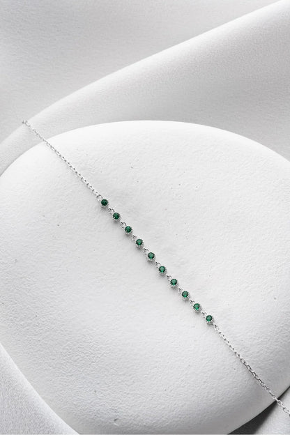 925 Sterling Silver Single Row Emerald Bracelet