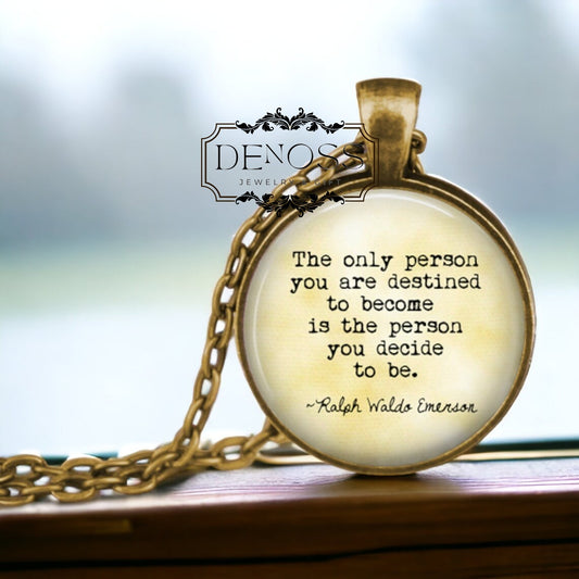 Emerson Quote Necklace,Literary Gift for Graduate