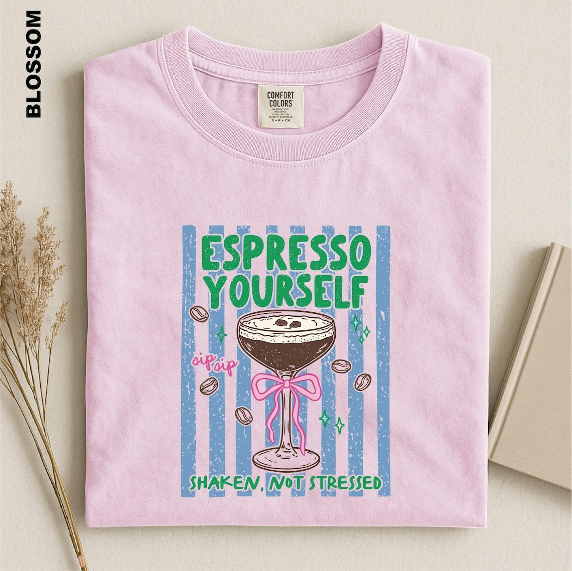 Espresso Yourself Shirt, Espresso Martini T-Shirt, Funny Coffee Cocktail Tee, Shaken Not Stressed T-Shirt, Trendy Espresso Lover Gift Top
