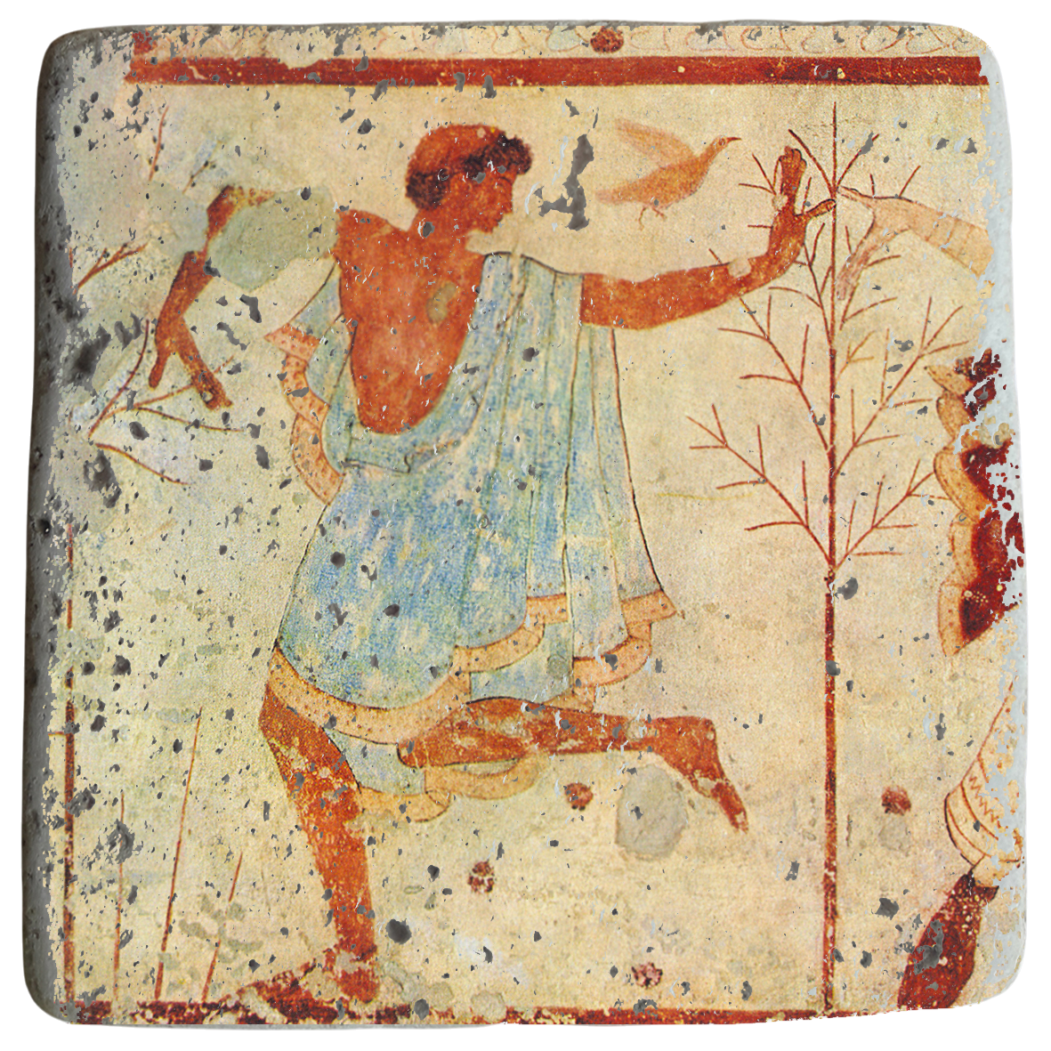 Etruscan Dancer Fresco on Stone