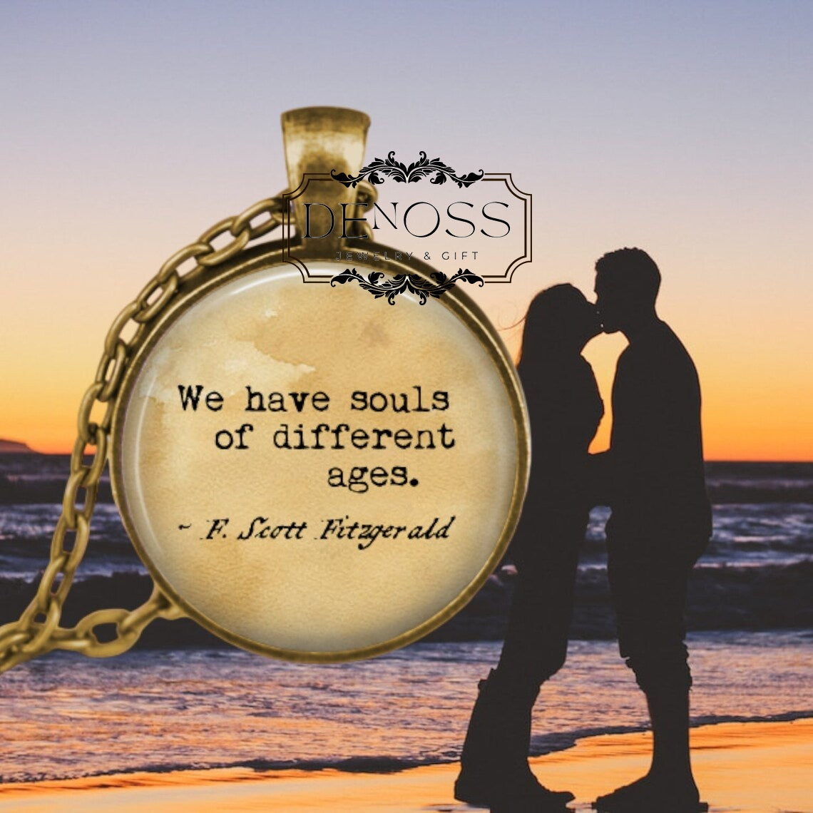 F. Scott Fitzgerald Quote Necklace,Literary Love Jewelry