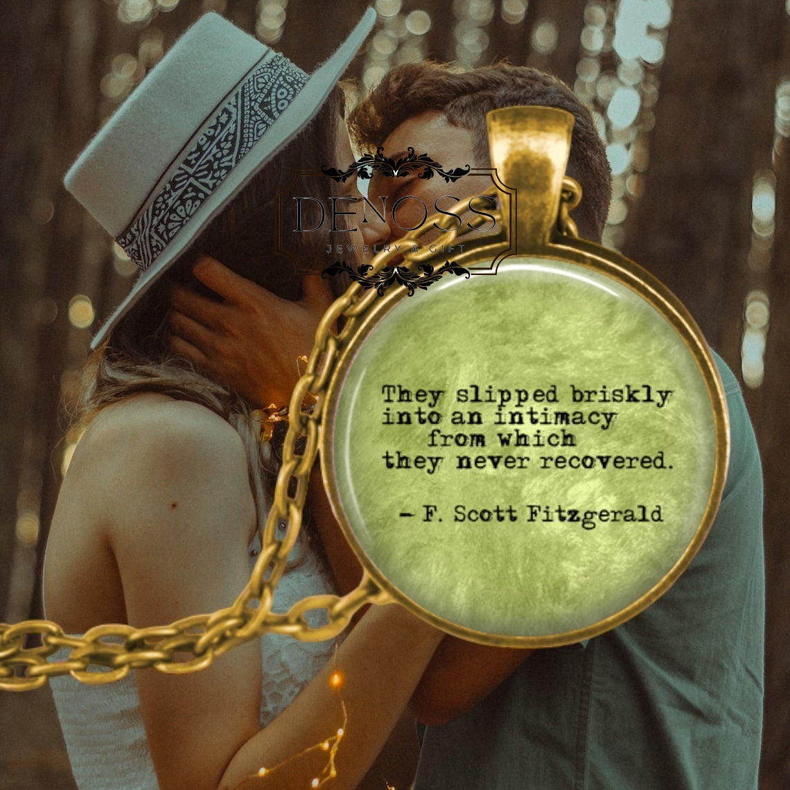 F. Scott Fitzgerald Quote Necklace,Romantic Literary Jewelry