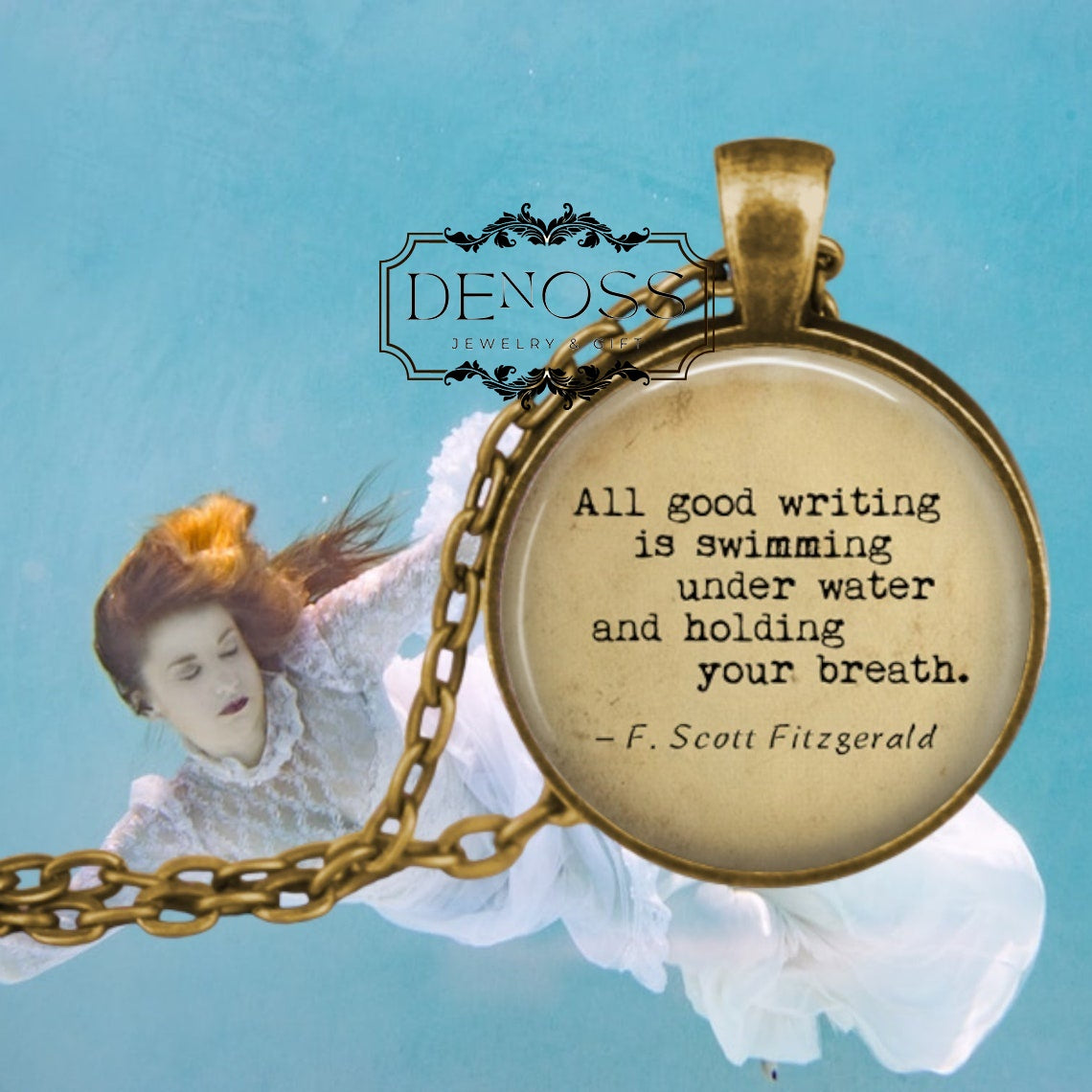 F. Scott Fitzgerald Quote Pendant Necklace,Gift for Writer