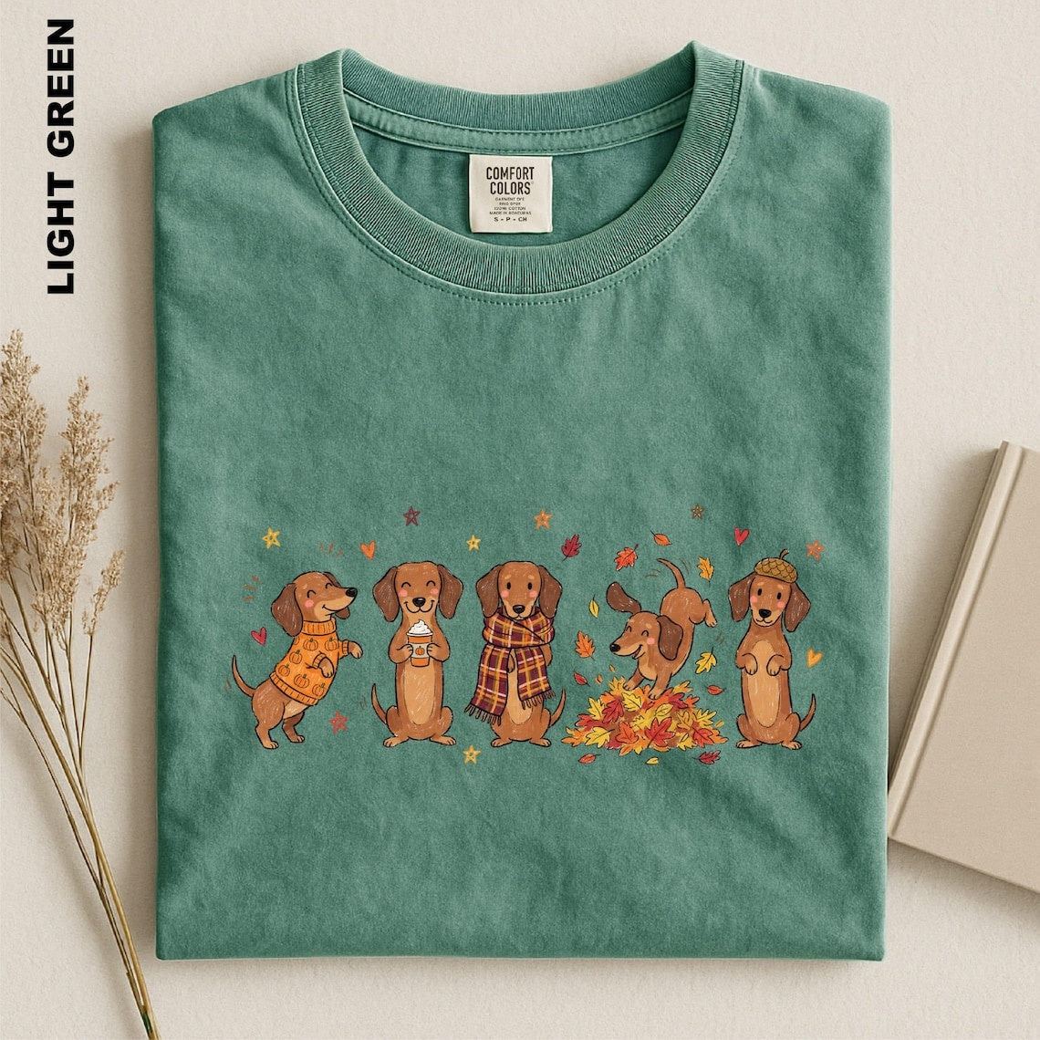 Fall Dachshund Shirt, Cozy Autumn Doxie Tee, Cute Weenie Dog Harvest Season Top, Pumpkin Dog Lover Gift, Thanksgiving Dog Graphic Sweatshirt