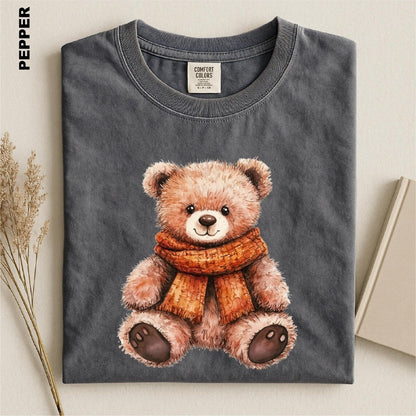Fall Teddy Bear Shirt, Cozy Autumn Bear Tee, Cute Pumpkin Teddy Graphic T-shirt, Comfort Colors Fall Aesthetic Top, Cozy Season Toddler Gift