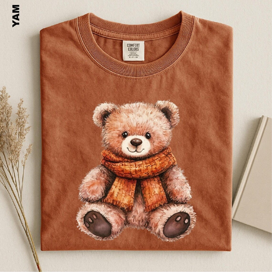 Fall Teddy Bear Shirt, Cozy Autumn Bear Tee, Cute Pumpkin Teddy Graphic T-shirt, Comfort Colors Fall Aesthetic Top, Cozy Season Toddler Gift