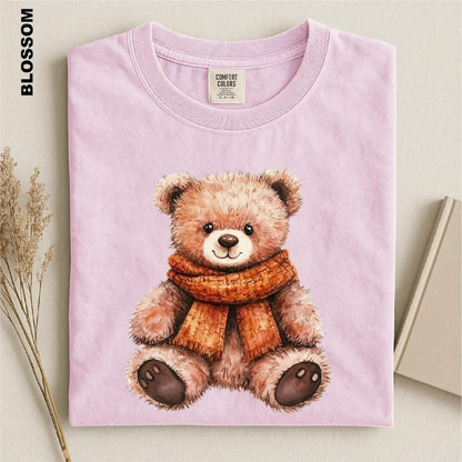 Fall Teddy Bear Shirt, Cozy Autumn Bear Tee, Cute Pumpkin Teddy Graphic T-shirt, Comfort Colors Fall Aesthetic Top, Cozy Season Toddler Gift
