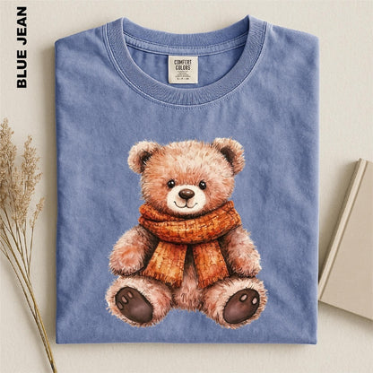 Fall Teddy Bear Shirt, Cozy Autumn Bear Tee, Cute Pumpkin Teddy Graphic T-shirt, Comfort Colors Fall Aesthetic Top, Cozy Season Toddler Gift