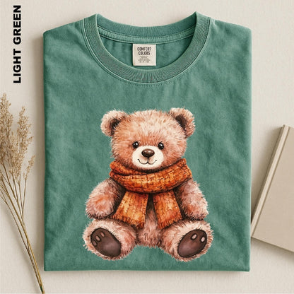 Fall Teddy Bear Shirt, Cozy Autumn Bear Tee, Cute Pumpkin Teddy Graphic T-shirt, Comfort Colors Fall Aesthetic Top, Cozy Season Toddler Gift