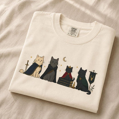 Fantasy Bookish Cats T-Shirt, Magical Cat Reader Tee, TOG Fan Gift