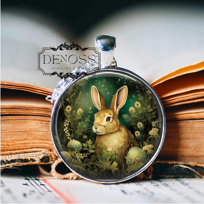 Fantasy Rabbit Pendant Forest Scene Jewellery