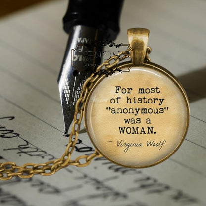 Feminist Quote Necklace,Virginia Woolf,Literature Jewelry