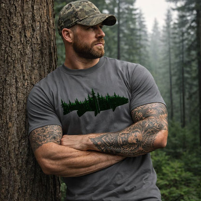 Fish and Forest , Mens Fish T Shirts , Fishing Gift