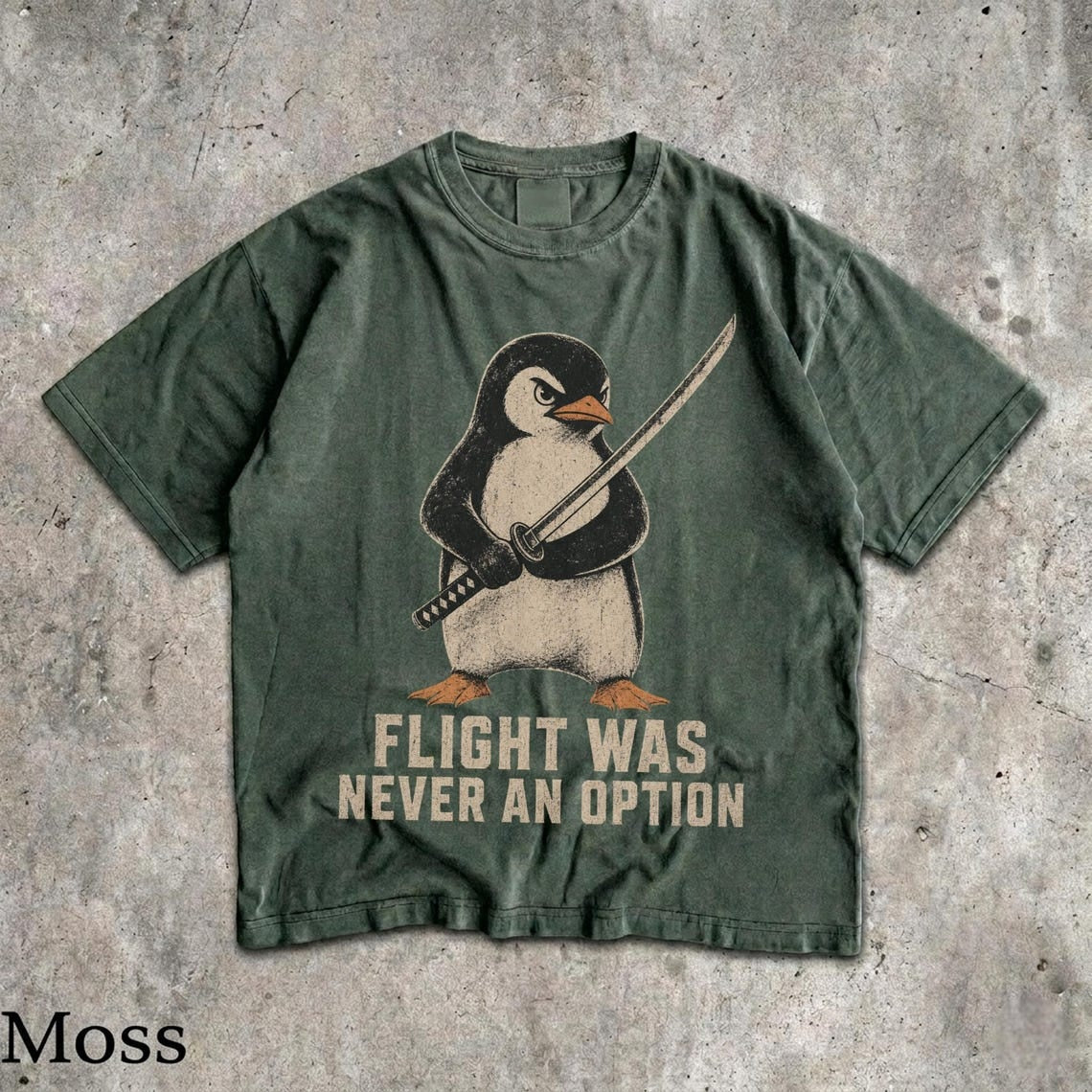 Flight Was Never An Option Shirt, Funny Penguin Knife Tee, Sarcastic Dark Humor Gift, Penguin with Katana T-shirt