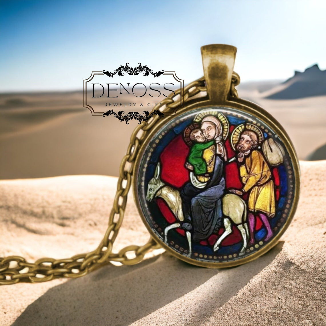 Flight into Egypt Pendant Necklace Holy Family Religious Gift