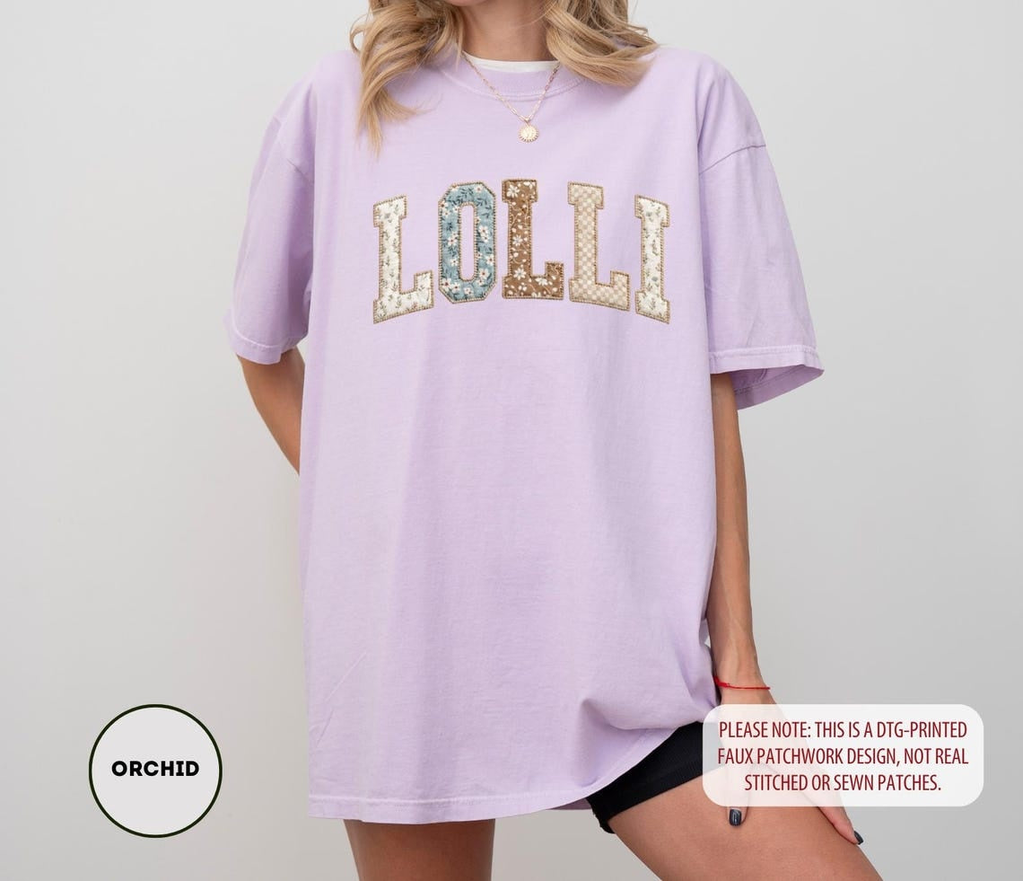 Floral Lolli Comfort Colors T-Shirt, Varsity Grandma Tee, New Lolli Gift, Grandmother Shirt