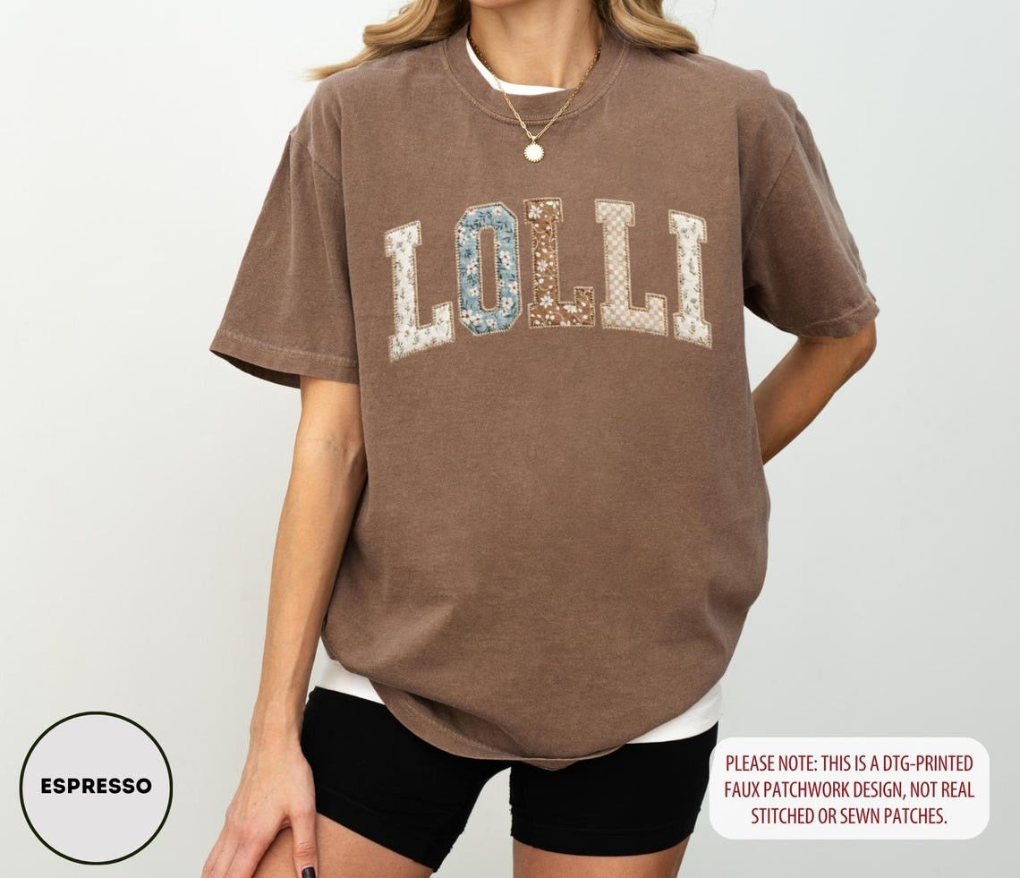 Floral Lolli Comfort Colors T-Shirt, Varsity Grandma Tee, New Lolli Gift, Grandmother Shirt