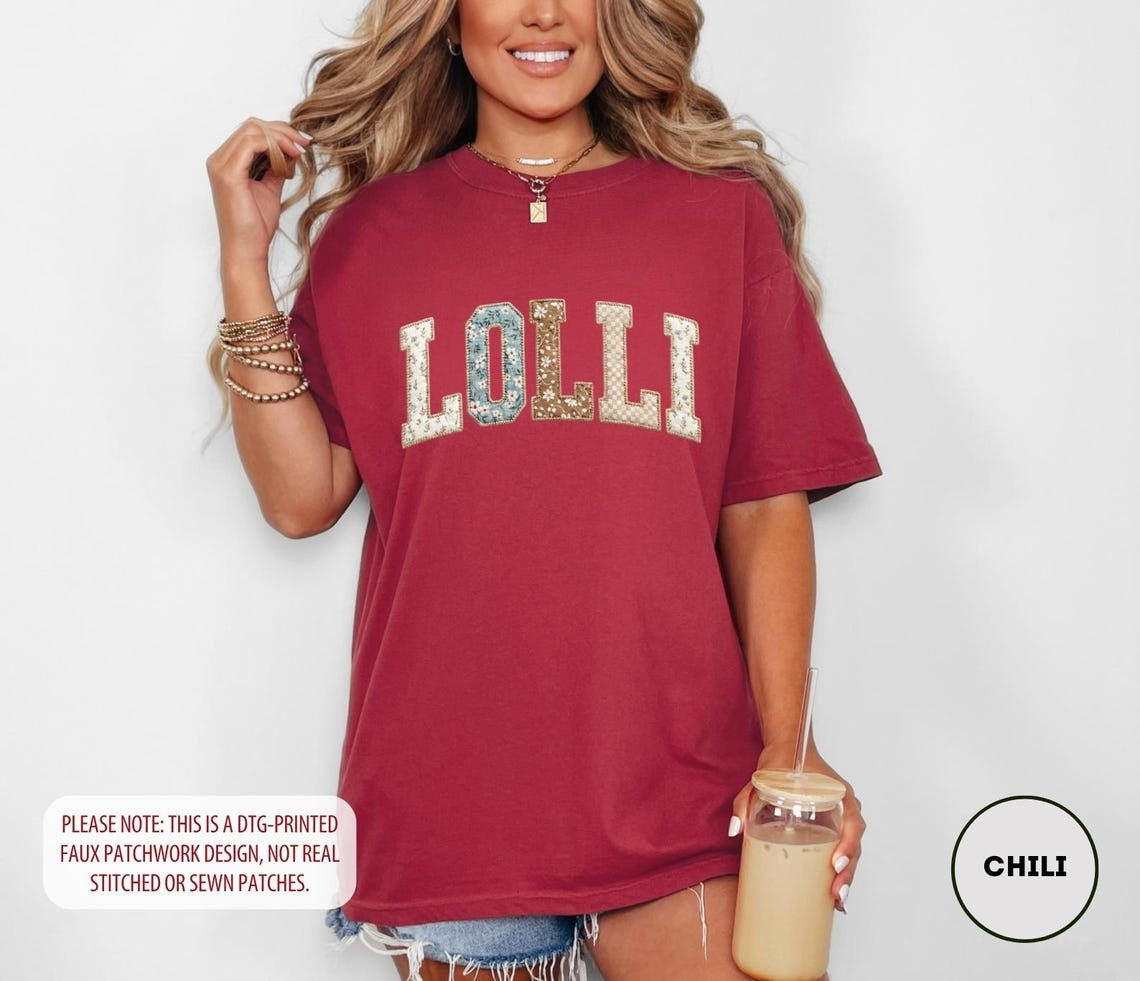 Floral Lolli Comfort Colors T-Shirt, Varsity Grandma Tee, New Lolli Gift, Grandmother Shirt