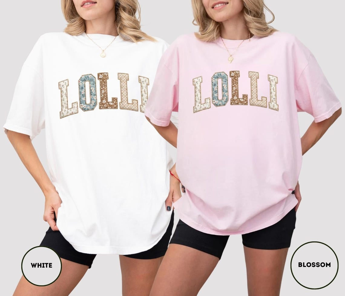 Floral Lolli Comfort Colors T-Shirt, Varsity Grandma Tee, New Lolli Gift, Grandmother Shirt