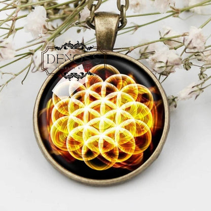 Flower of Life Necklace,Flower of Life Pendant,Sacred Geometry Life Jewelry,Seed of Life,Spiritual Mandala Yoga