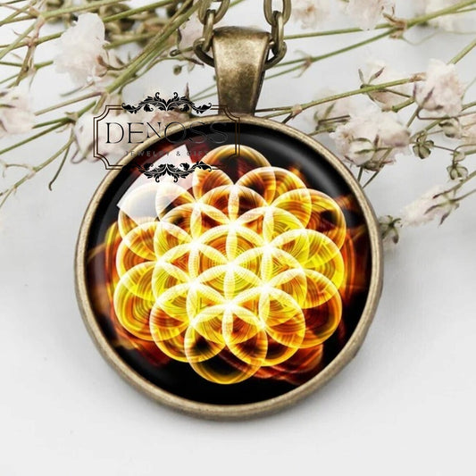 Flower of Life Necklace,Flower of Life Pendant,Sacred Geometry Life Jewelry,Seed of Life,Spiritual Mandala Yoga