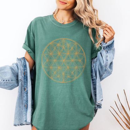 Flower of Life Tshirt, Sacred Geometry Tshirt, Graphic Tee, Unisex Comfort Colors Tshirt, Hippie Tshirt, Geometric Design