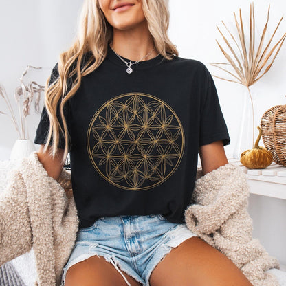 Flower of Life Tshirt, Sacred Geometry Tshirt, Graphic Tee, Unisex Comfort Colors Tshirt, Hippie Tshirt, Geometric Design