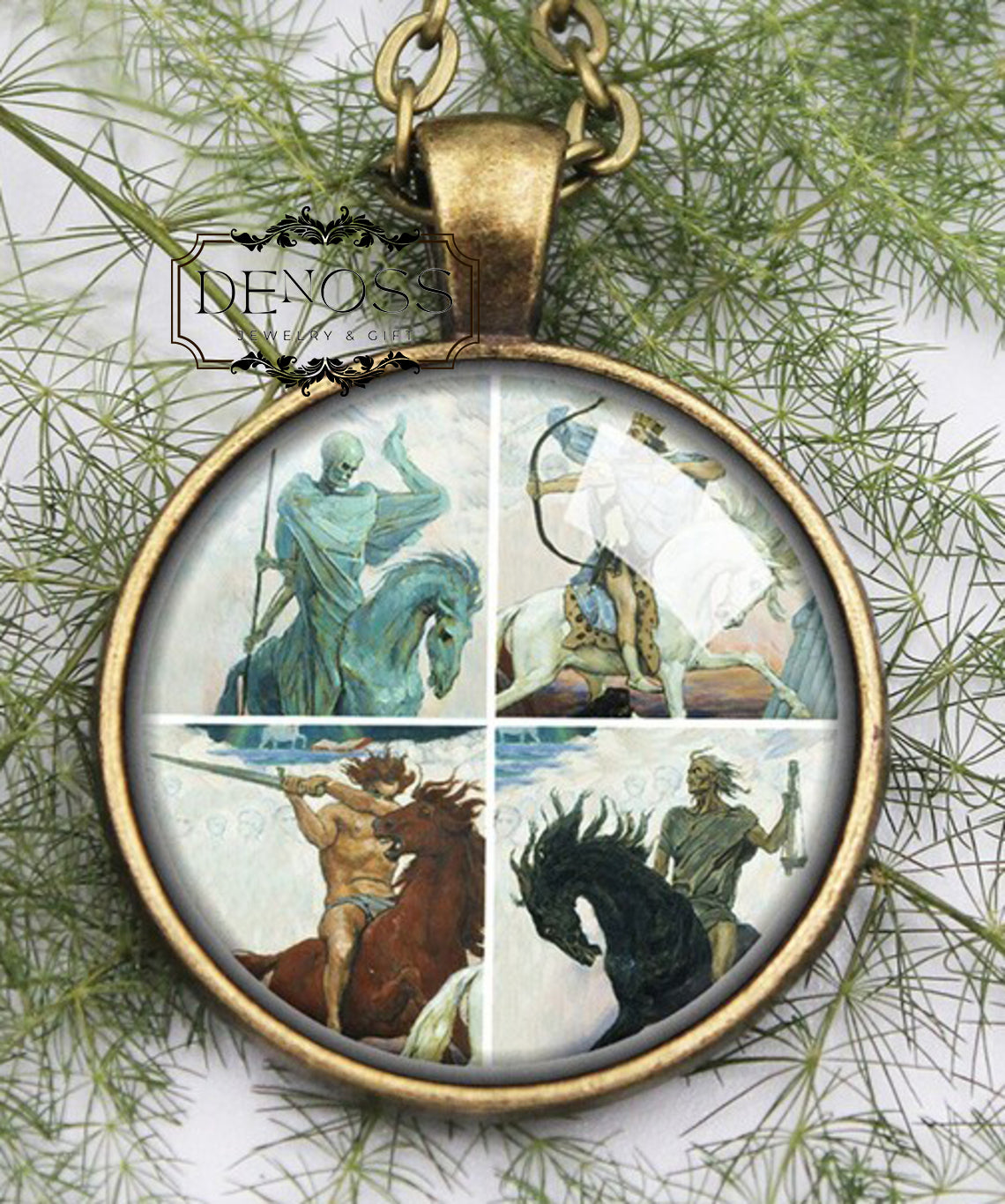 Four Horsemen of the Apocalypse Necklace Pendant,Horse Pendant,Death Necklace,4 horsemen