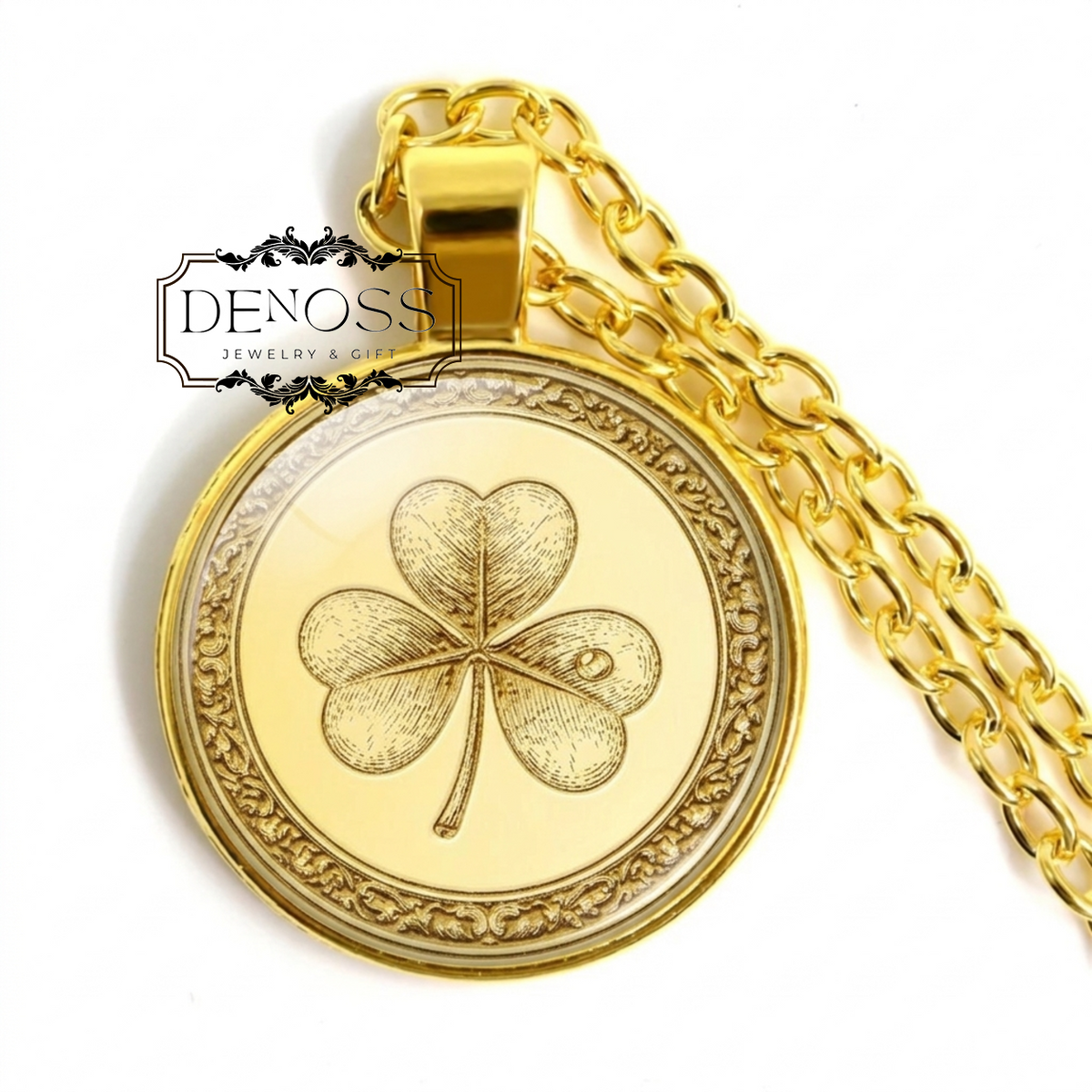Good Luck Charm Pendant Renaissance Style Medallion Necklace,Symbol of Hope Gift for New Beginnings