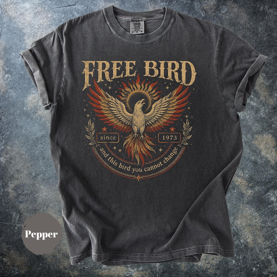 Free Bird Vintage Band Shirt, Retro Rock Graphic Tee, Phoenix Bird Shirt, 70s Inspired Oversized Tee