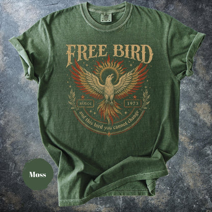 Free Bird Vintage Band Shirt, Retro Rock Graphic Tee, Phoenix Bird Shirt, 70s Inspired Oversized Tee