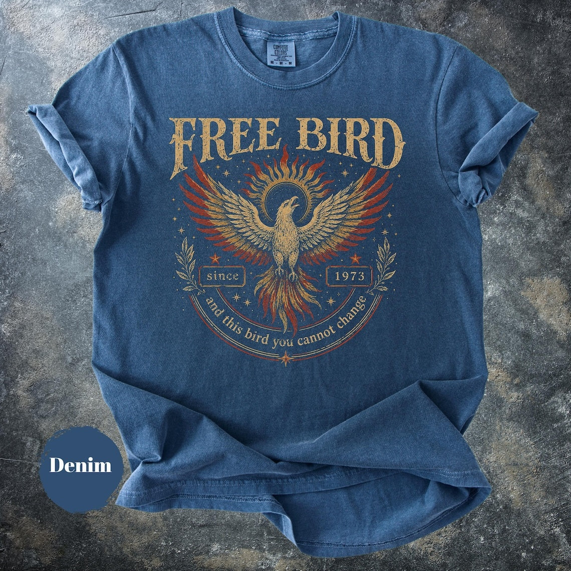 Free Bird Vintage Band Shirt, Retro Rock Graphic Tee, Phoenix Bird Shirt, 70s Inspired Oversized Tee